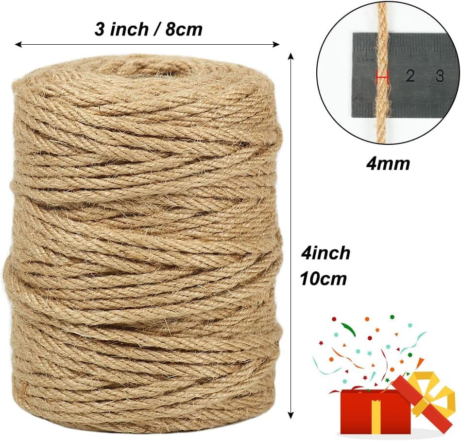 164ft 4mm Natural Jute Garden Twine for Plant Support
