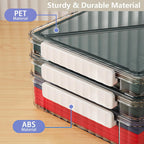 Clear File Storage Box Portable Project Case with Handle Plastic Storage Container with Lid Stackable Flat Storage
