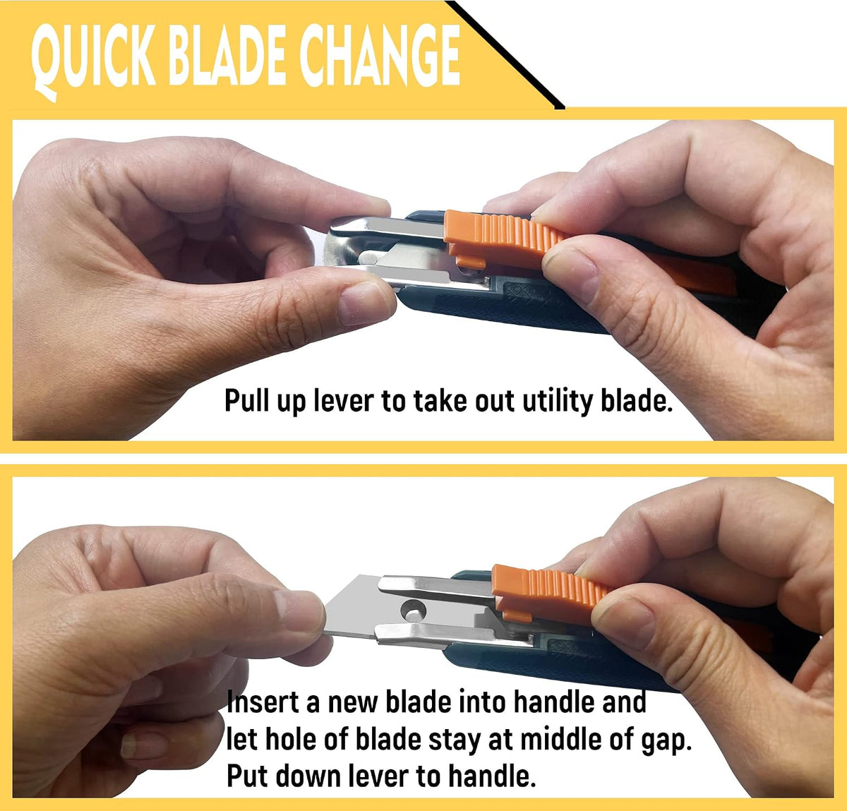 4-pack Self-retracting Safety Box Cutter, Utility Knife with Quick Blade Change, Extra 10 Blades Included