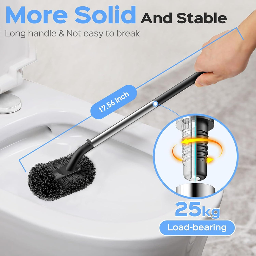 Toilet Plunger and Brush Set: 2 in 1 Stainless Steel Rustproof Combo with Deep Cleaning Curved Bristles - Heavy Duty