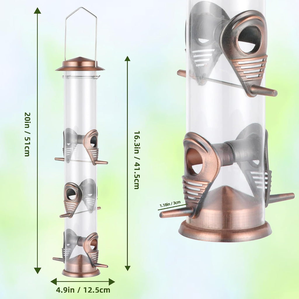 Metal Tube Bird Feeders for Outdoors - 6 Ports Hanging Feeder Attracts Wild Birds in Your Lawn, Garden, Balcony