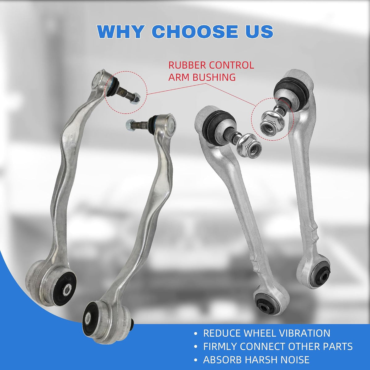 4-Piece Front Control Arm Kit for BMW 2/3/4 Series RWD Only, F22 F23 F30 F32 F33 F36; Replaces 31126852991, 31126852992, 31126855741, 31126855742