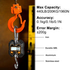 Hanging Scale 440lb/200kg, Mini Crane Scale, Snap-Fit Lifting Ring
