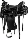 Barrel Brown Western Horse Saddle Set Leather Western Saddle with Headstall Breast Collar Reins Complete Tack Package