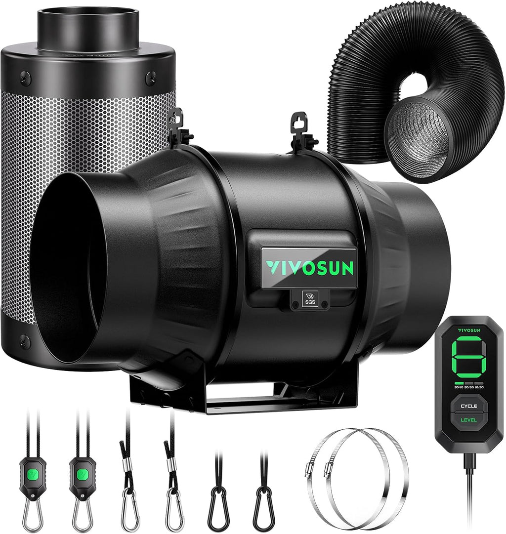 T6 Air Filtration Kit, Inline Fan, Controller, Carbon Filter, Duct | AeroZesh Inline Fan, Speed Controller, Carbon