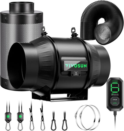 T6 Air Filtration Kit, Inline Fan, Controller, Carbon Filter, Duct | AeroZesh Inline Fan, Speed Controller, Carbon