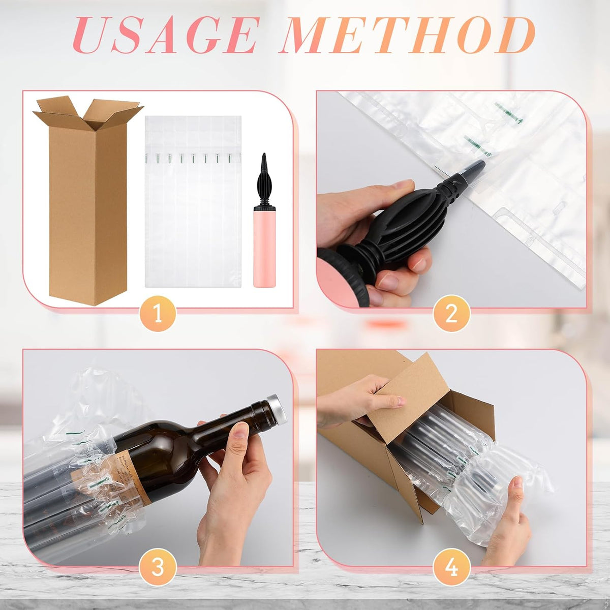 25 Sets Christmas Wine Shipping Box with Protector Bag Pump, Kraft