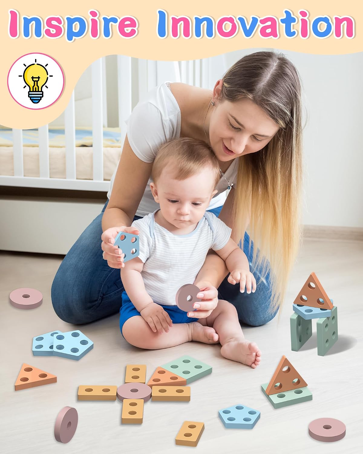 Montessori Toys for 1 2 Year Old Girl and Boy Birthday Gifts | Toddler Toys 1-2 2-3, Shape Sorter, Wooden Block