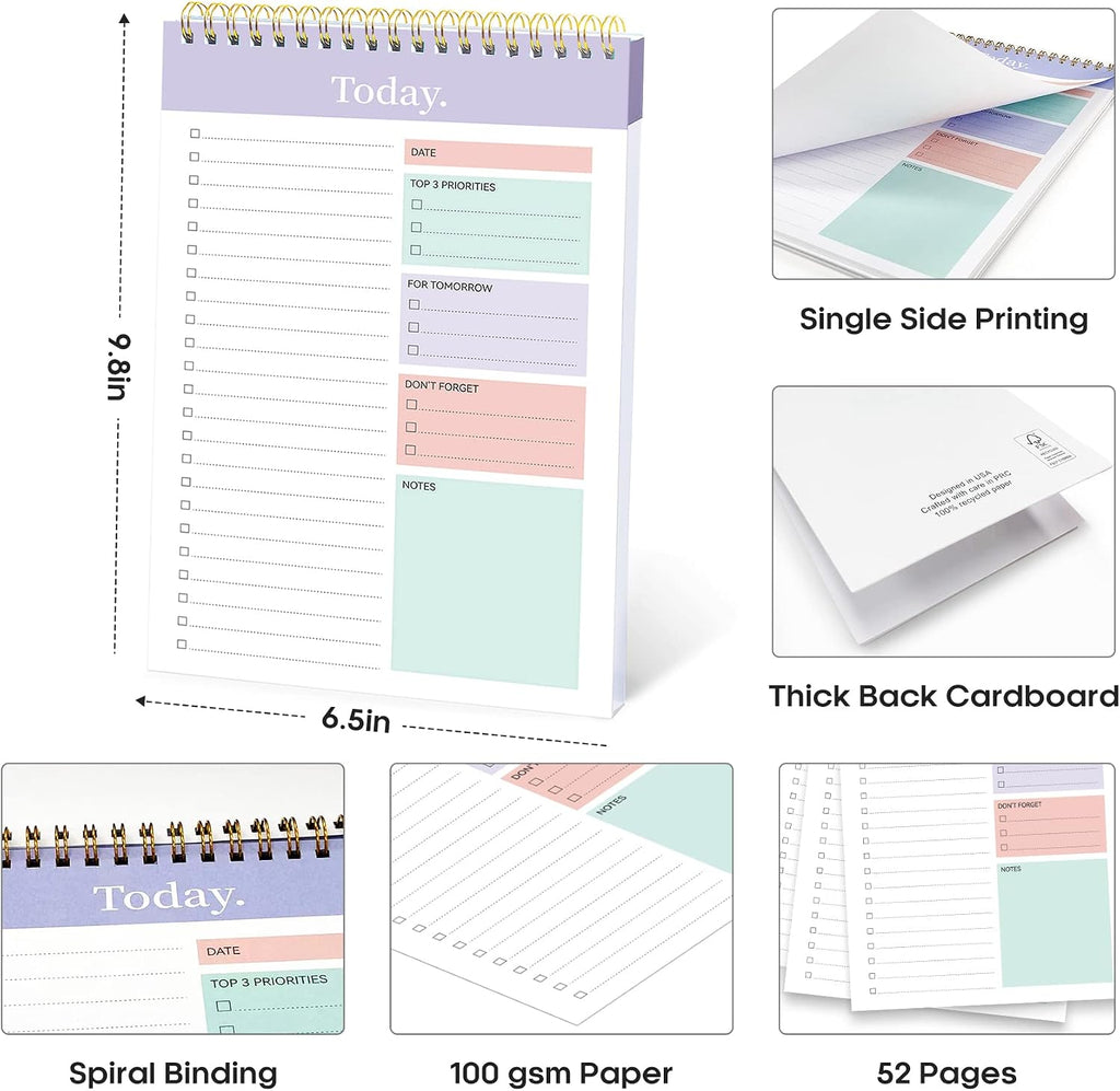 To Do List Notepad - To Do List Notebook for Work with 52 Sheets, 9.8" x 6.5", Undated Daily Planner Perfect for