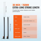 VEVOR 2PCS Linear Actuator Kit, 30 Inch High Speed 0.35"/s Linear Motion Actuator 110V, 220lbs/1000N Linear Actuator for TV/Table/Sofa Lifting, IP54 Protection - Wireless Remote Control Included
