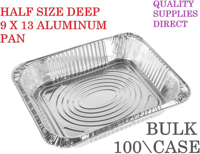 Aluminum Pans 9 x 13 Disposable Foil Pans 1 Box (100 Box) Half Size Deep Steam Table Pans, Economy Value - Tin Foil