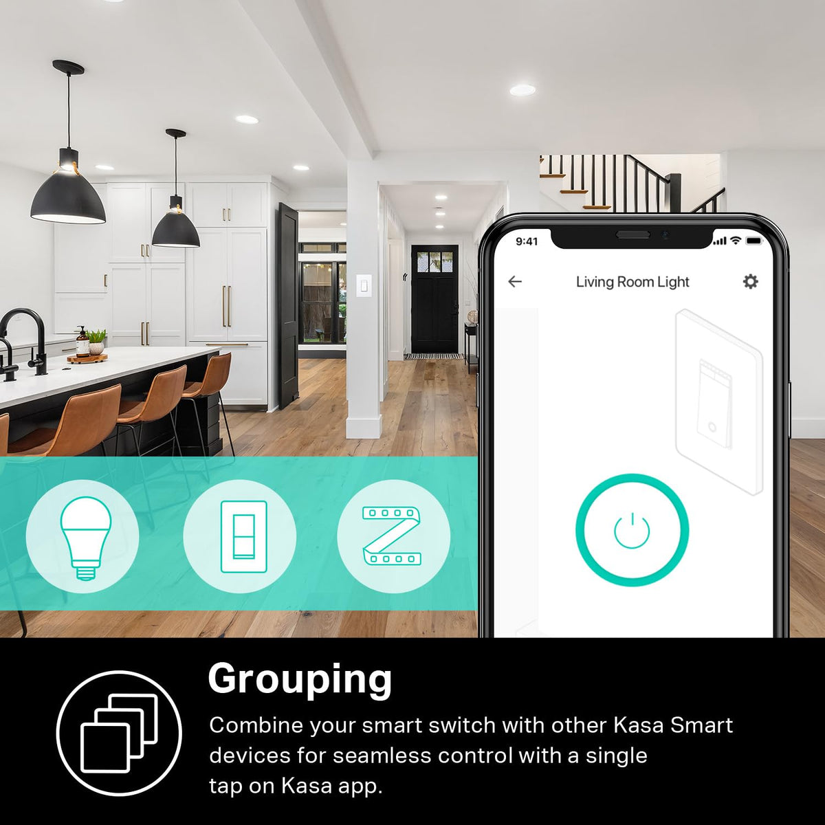 Dimmer Switch HS220P3, Single Pole, Needs Neutral Wire, 2.4GHz Wi-Fi Light Switch Works with Alexa and Google Home