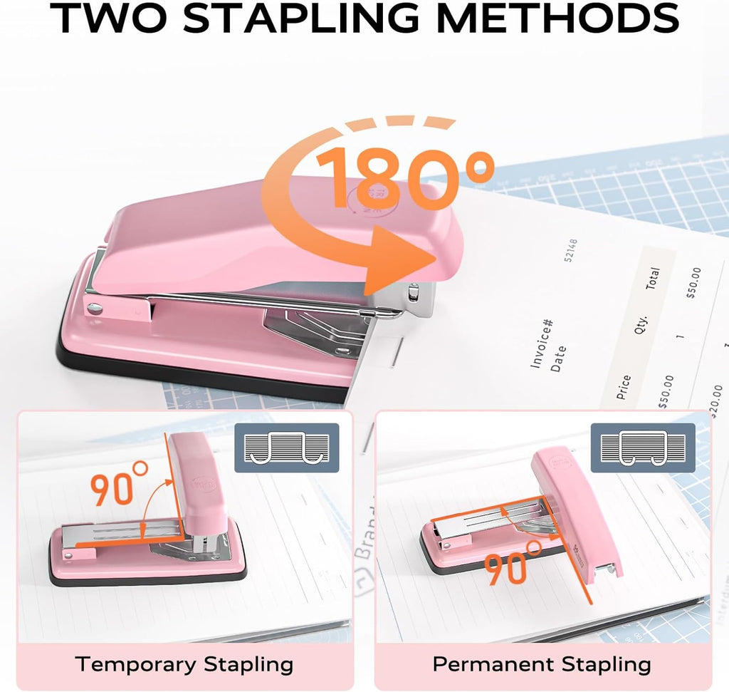Desktop Stapler, Swing-Arm Swivel Stapler, 50 Sheet Capacity, 2000 Staples and Staple Remover, Rotatable Heavy Duty