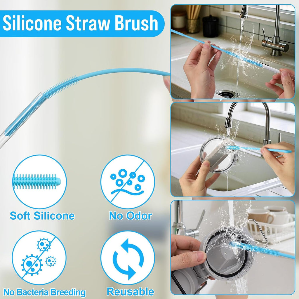 Water Bottle Cleaner Brush Set for Stanley Tumbler 40 oz/30 oz Cup | Multifunctional Bottle Brush and Long Silicone