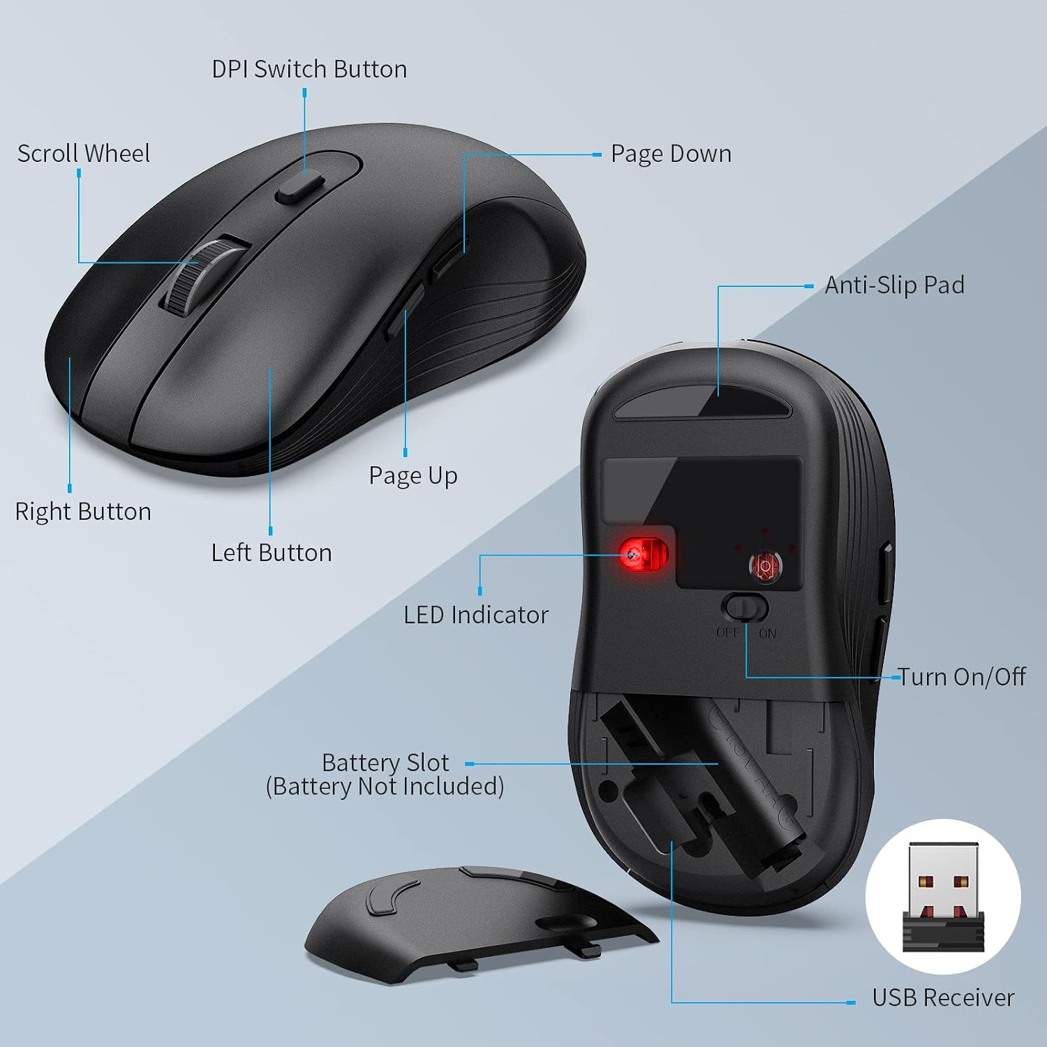 Wireless Keyboard and Mouse Combo, MARVO 2.4G Ergonomic Wireless Computer Keyboard with Phone Tablet Holder, Silent