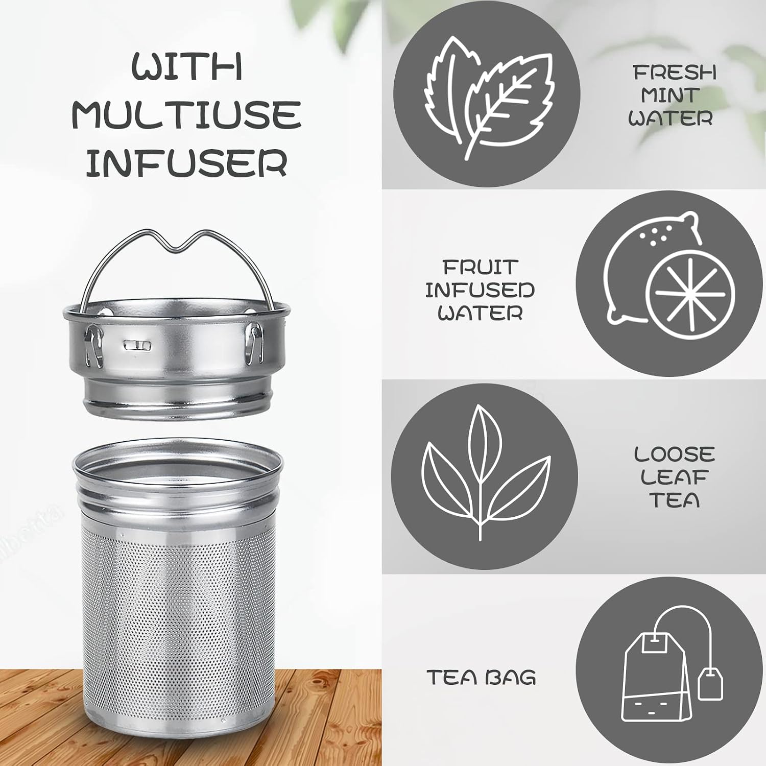 32oz Borosilicate Glass Water Bottle with Tea Infuser, Tea Tumbler with Strainer, Reusable Travel Mug with Sleeve & 2