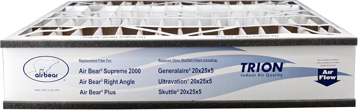 20x25x5 Air Bear Pleated HVAC Air Filter MERV 11 (4-Pack) (Actual Size: 19.75 x 24.25 x 4.9 Inches) compatible with