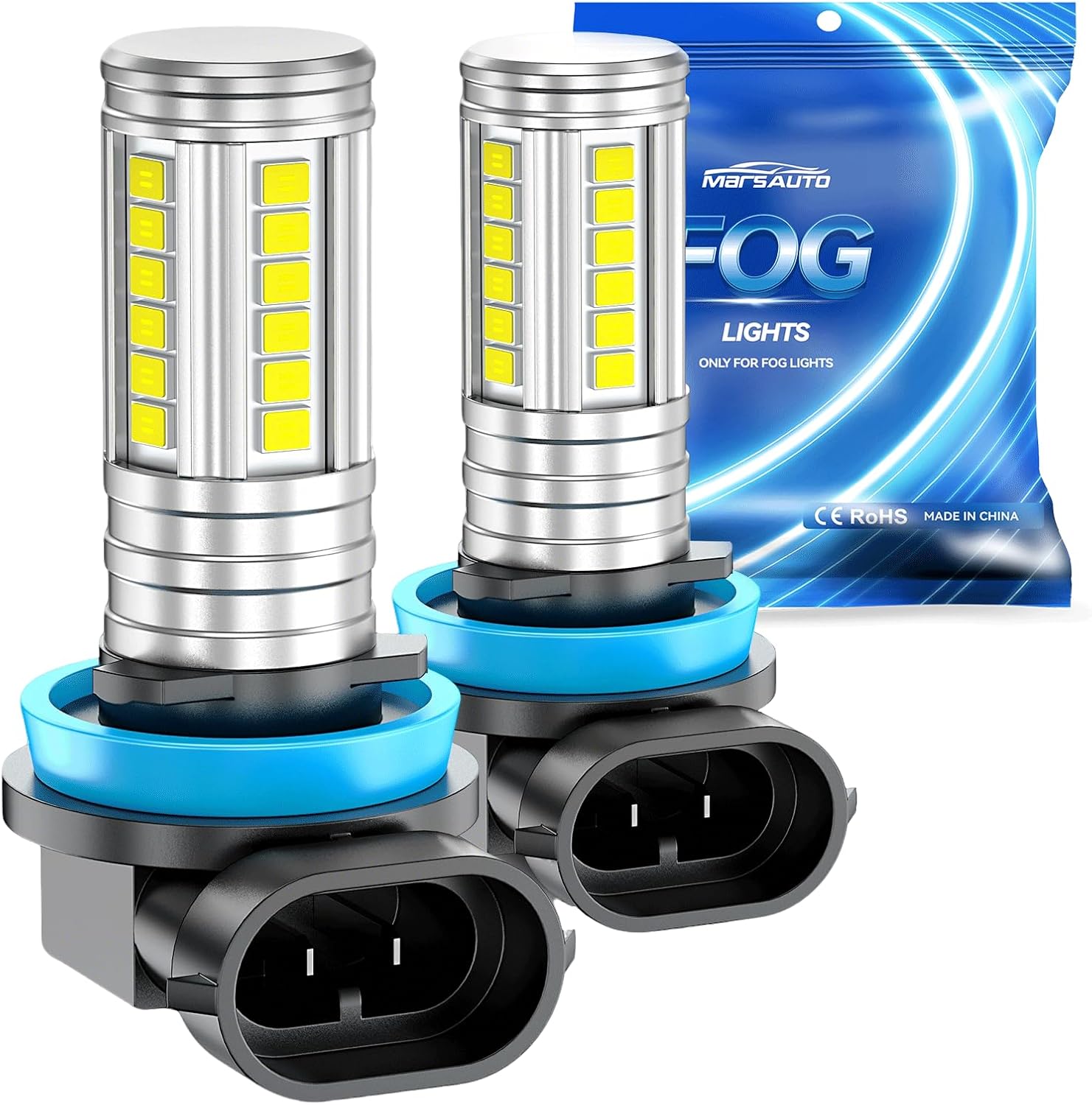 H11 H16 H8 Led Fog Light Bulb 12,000LM, 1:1 Size 360° Illumination H16 H8 Fog Lights Led, 600% Bright Strong