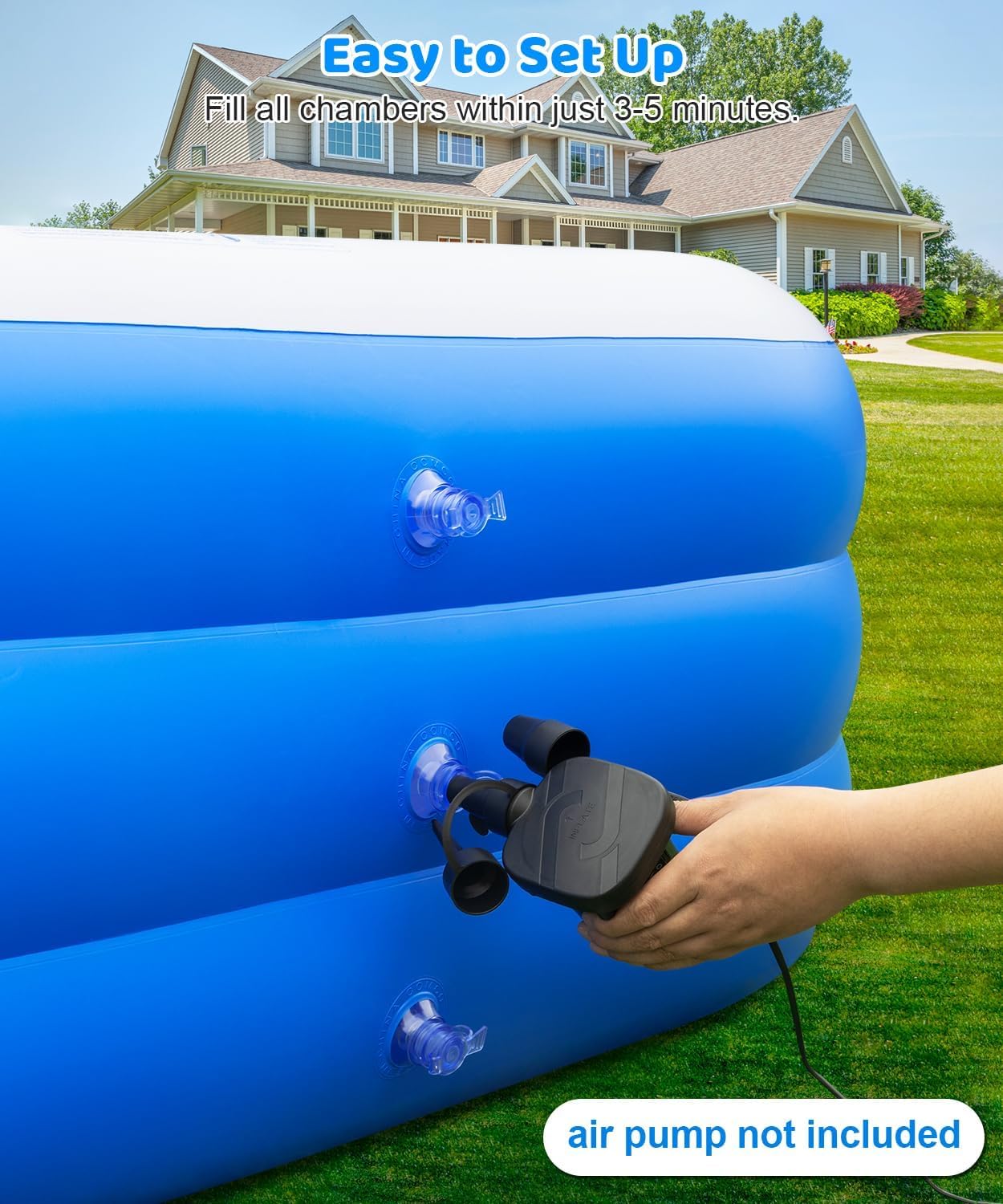 Extra Large Inflatable Swimming Pool - 145" X 74" X 22" Oversized Thickened Blow Up Pool for Kids and Adult, Kiddie