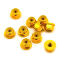 10pcs M3 Locking Flange Hex Nuts w/Nylon Insert Anodized Aluminum (Gold)