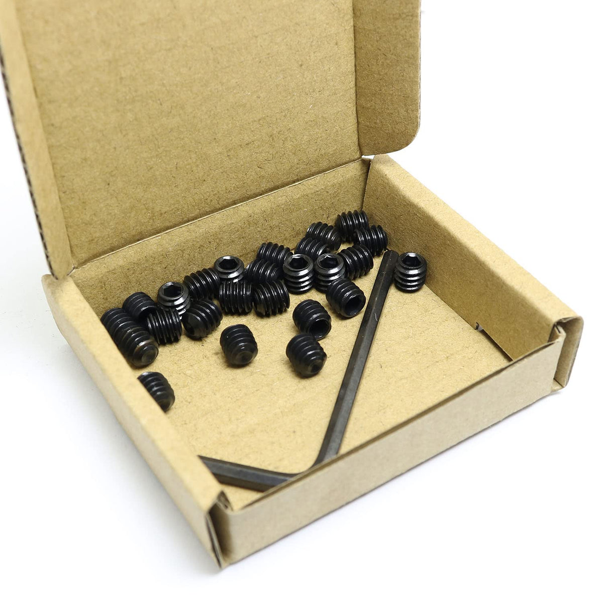 25pcs Internal Hex Allen Head Socket Set Screws 1/4"-20 x 1/4" Black with 1/8" Black Hex Wrench