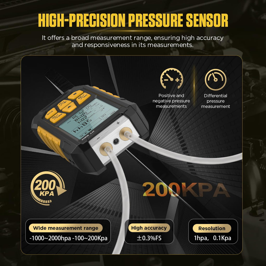PT520 Digital Manometer Dual-Port HVAC Differential Pressure Gauge