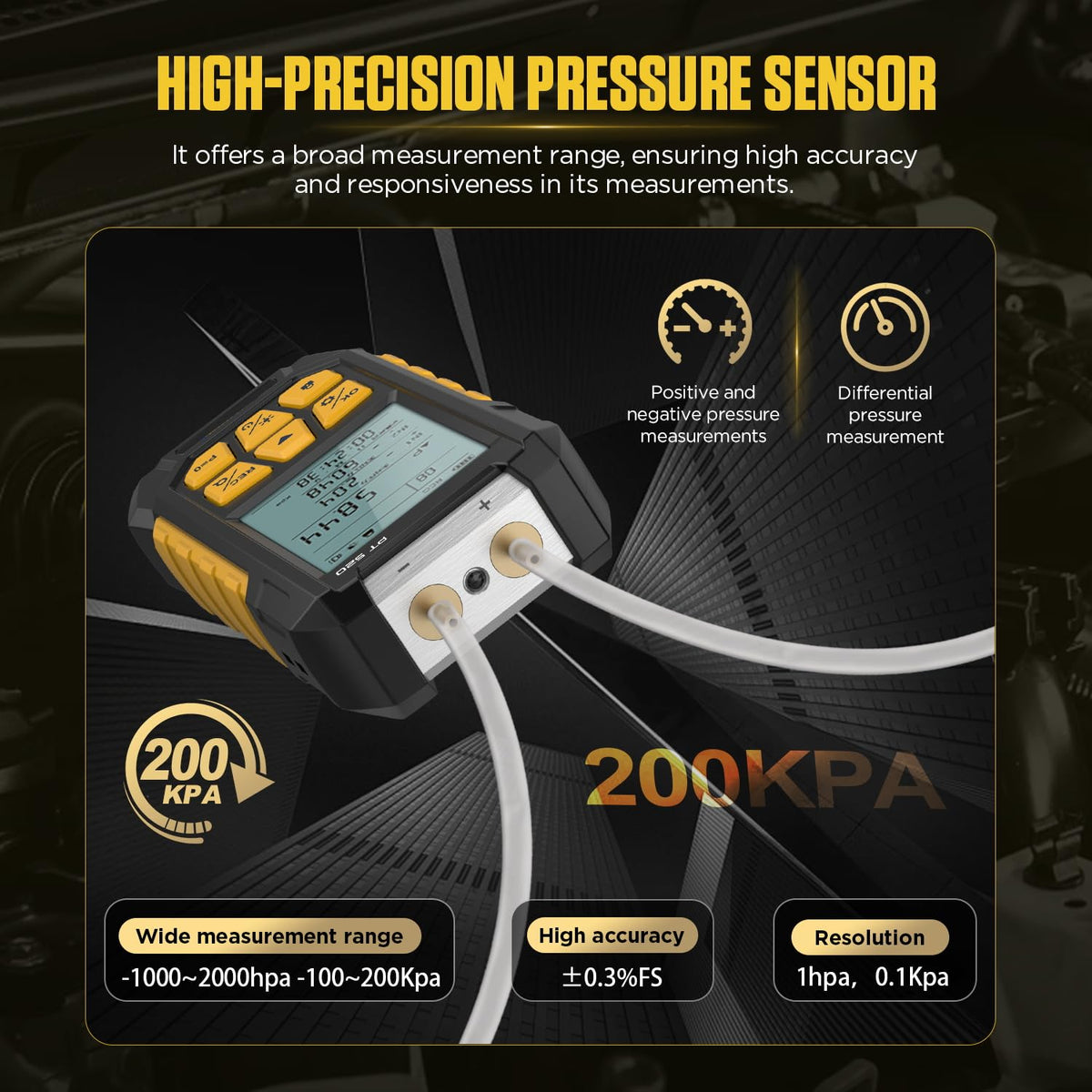 PT520 Digital Manometer Dual-Port HVAC Differential Pressure Gauge