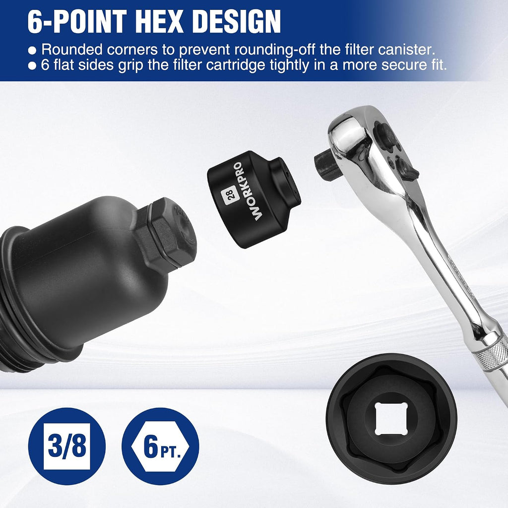 28mm Oil Filter Socket Wrench, Oil Filter Removal Tool, Oil Filter Change Set, Ideal for Some Dodge Ram 6.7L Cummins