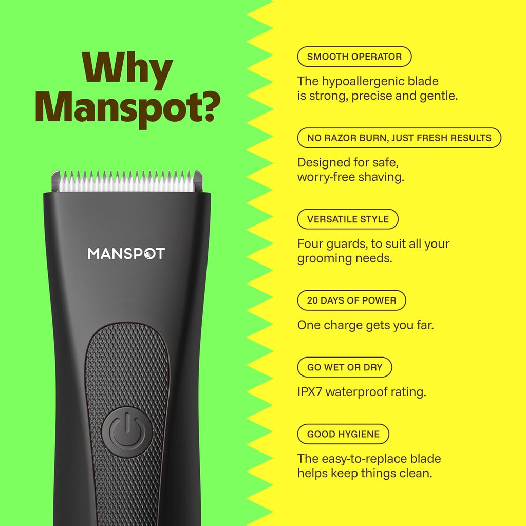 Manscape Groin & Body Hair Trimmer for Men, Electric Ball Pubic Trimmer Shaver,Manscape Kit with 4 Guard,Replaceable