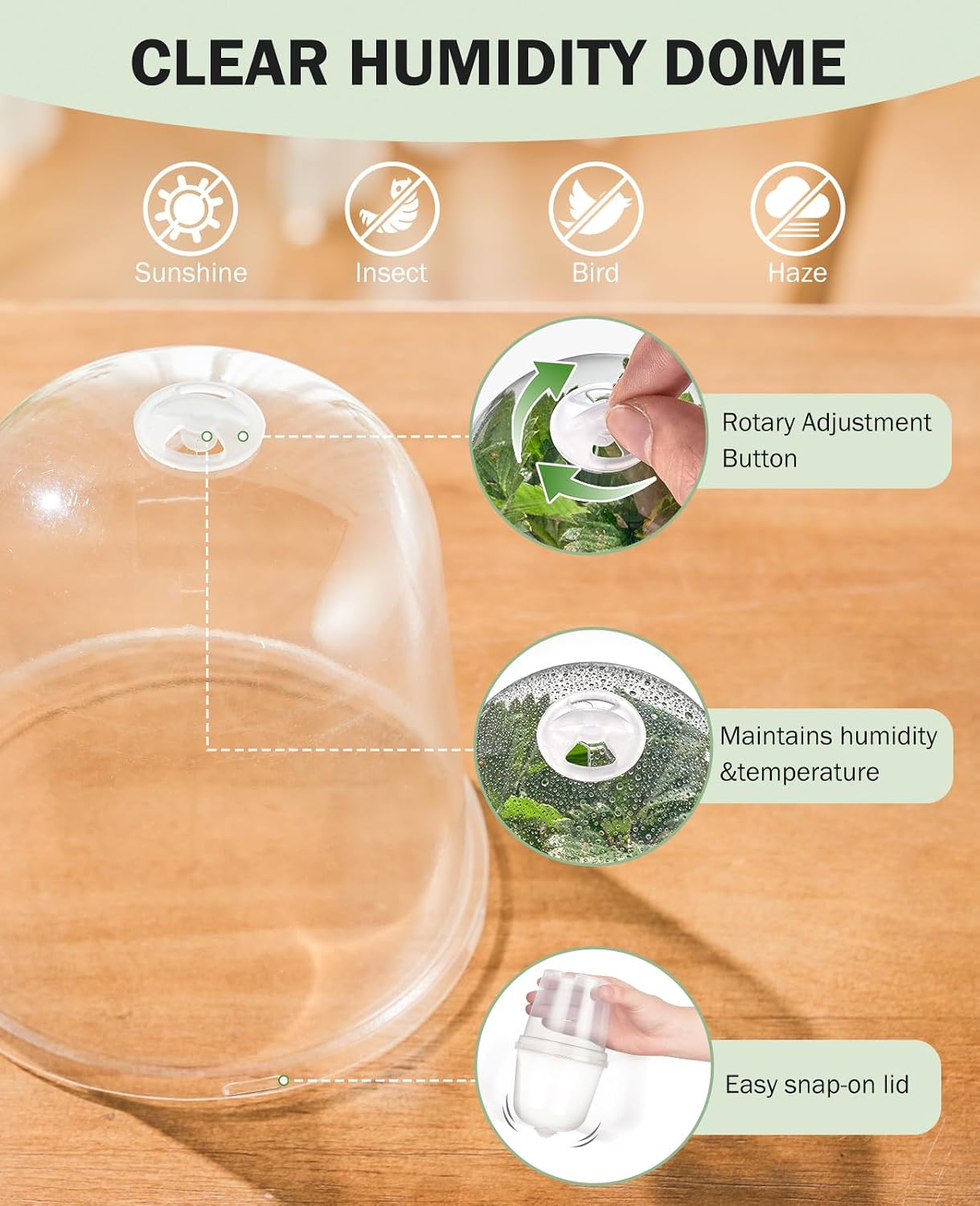 5 Inch Nursery Pots with Humidity Domes for Seed Starting (15 Pcs) | Drainage holes and raised bases improve airflow;