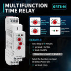 Multifunction Time Relay 16A Delay ON Off Time Relay GRT8-M2 AC DC 12-240V