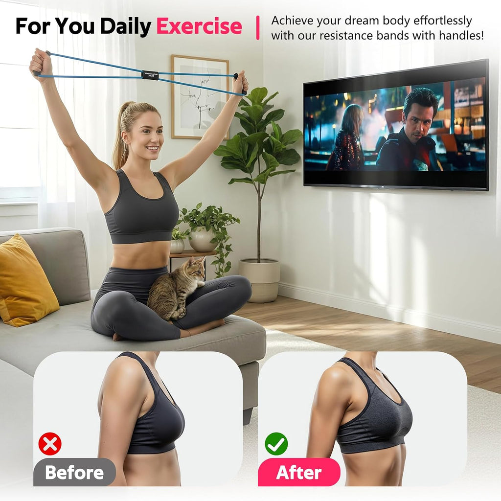 Figure 8 Fitness Resistance Bands with Handles - Exercise Tube Band Set of 3 for Arm and Shoulder Stretch, Rope 8