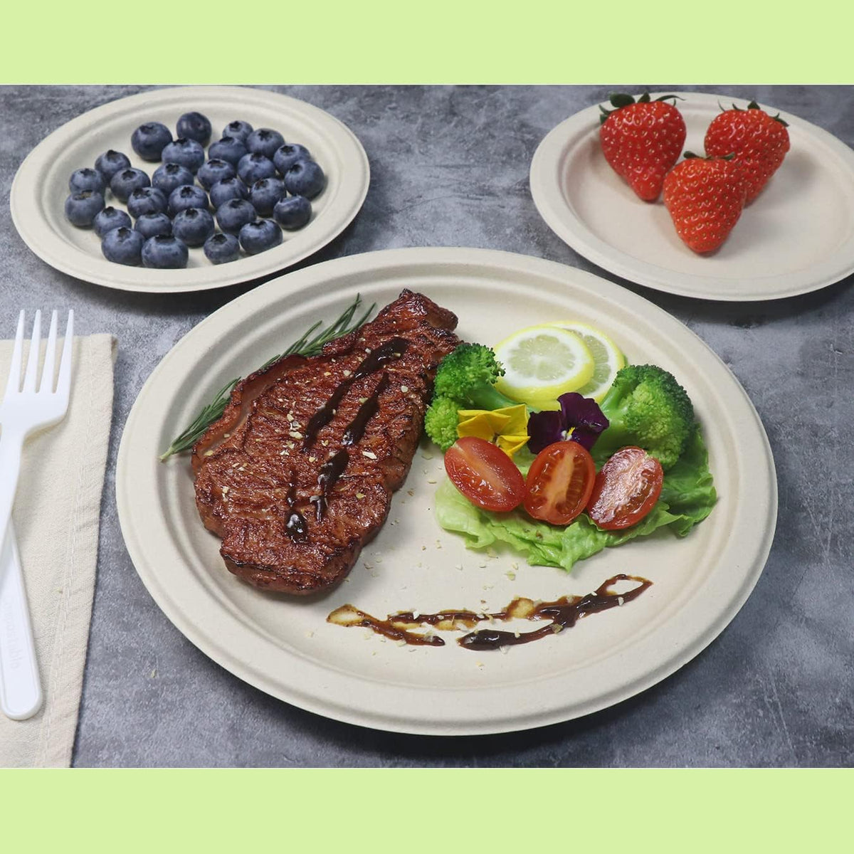7 inch and 9 inch Heavy-duty Compostable Plates (each 50 Count), 100 Count Unbleached Disposable Paper Plates