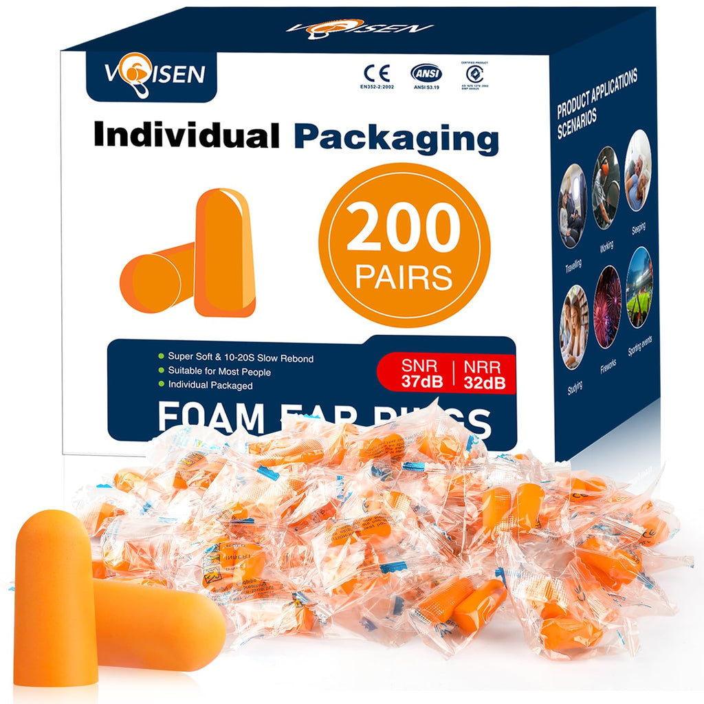 Foam Ear Plugs,200 Pairs Ear Plugs for Sleeping