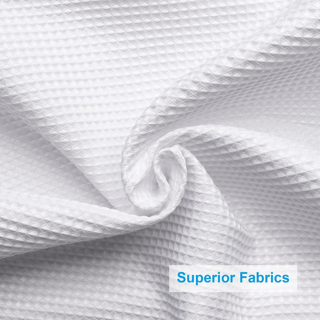 White Shower Curtain Fabric, Waffle Shower Curtains for Bathroom, Cloth Shower Curtain Heavy Duty, Thick Bathroom