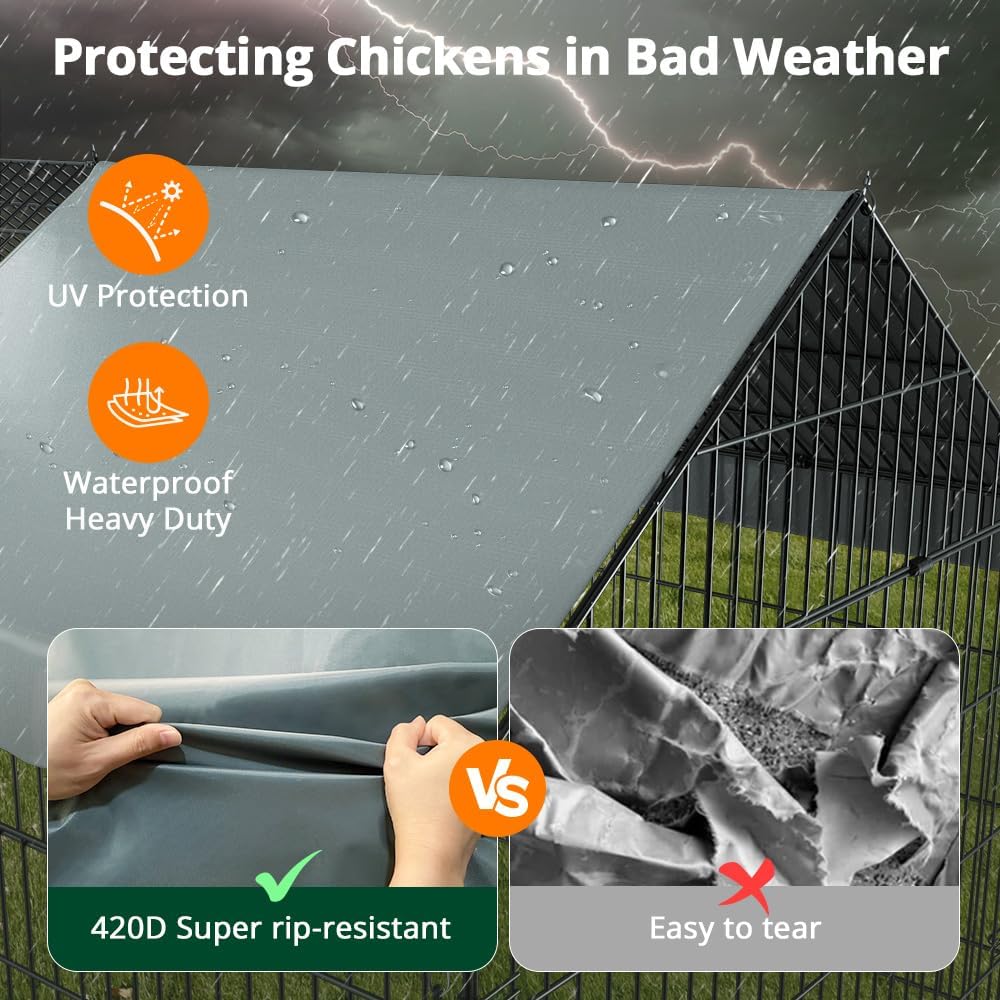 Chicken Coop, 130"×40"×40" Chicken Run Pen with Cover for Yard