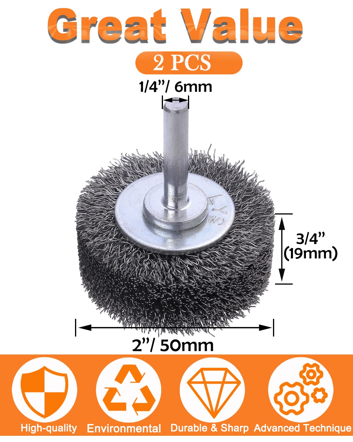Rocaris 10Pcs 2 Inch Wire Wheel Brush Wire Wheel Brush for Drill Attachment