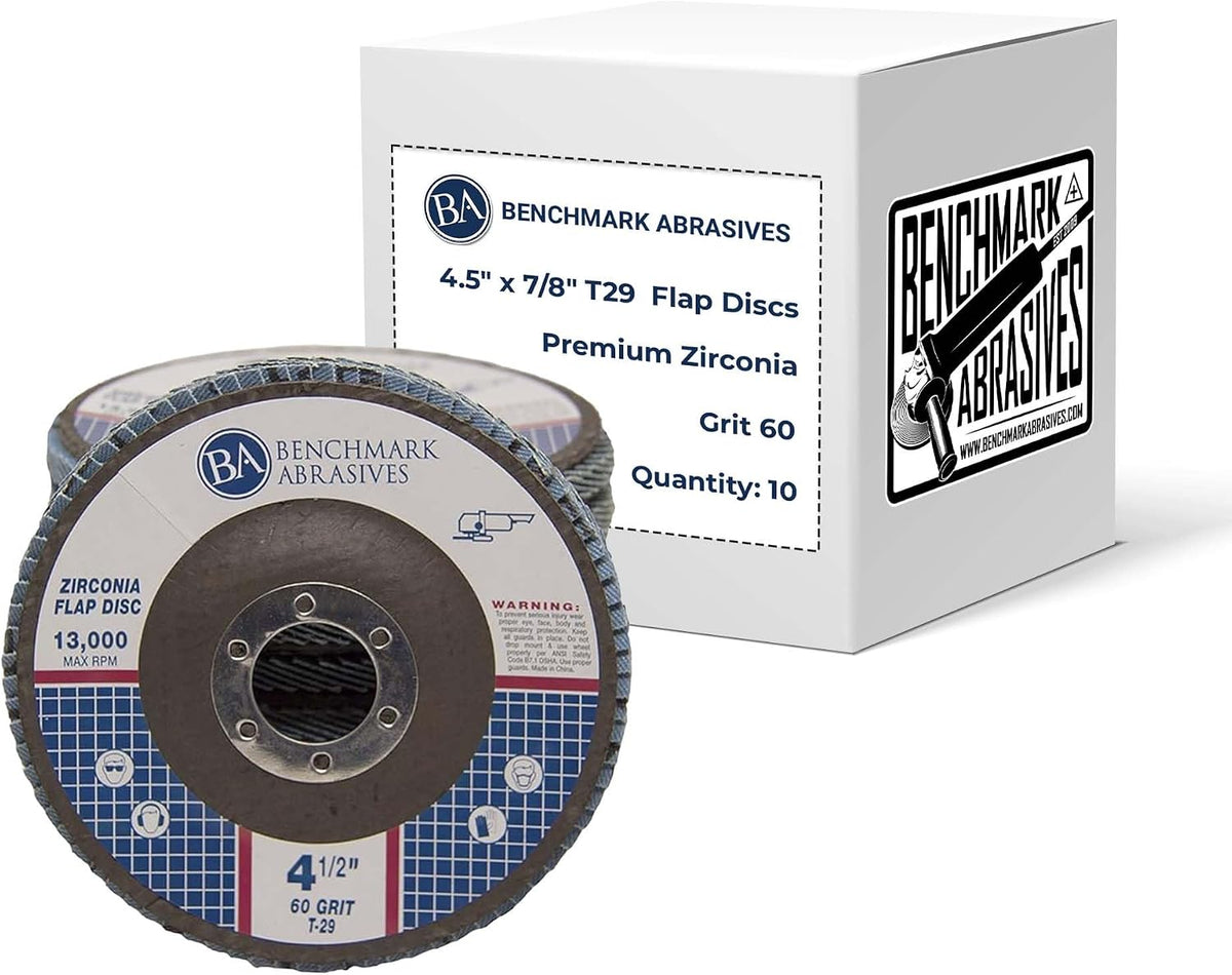 Benchmark Abrasives 4.5" Type 29 Zirconia Flap Discs, 60 Grit, 10-Count