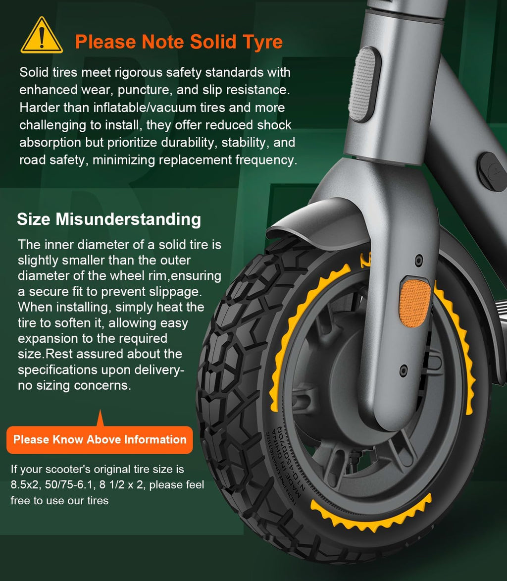 BANGTING 2PCS Upgrade 50/75-6.1 Scooter Off-road Solid Tires, 8.5x2 inches Tires Tubeless for Gotrax GXL V2/XR/APEX, 8 1/2 x2 Tire Replacement for Hiboy S2, Xiaomi 3 Lite/3/Pro 2/1s/M365