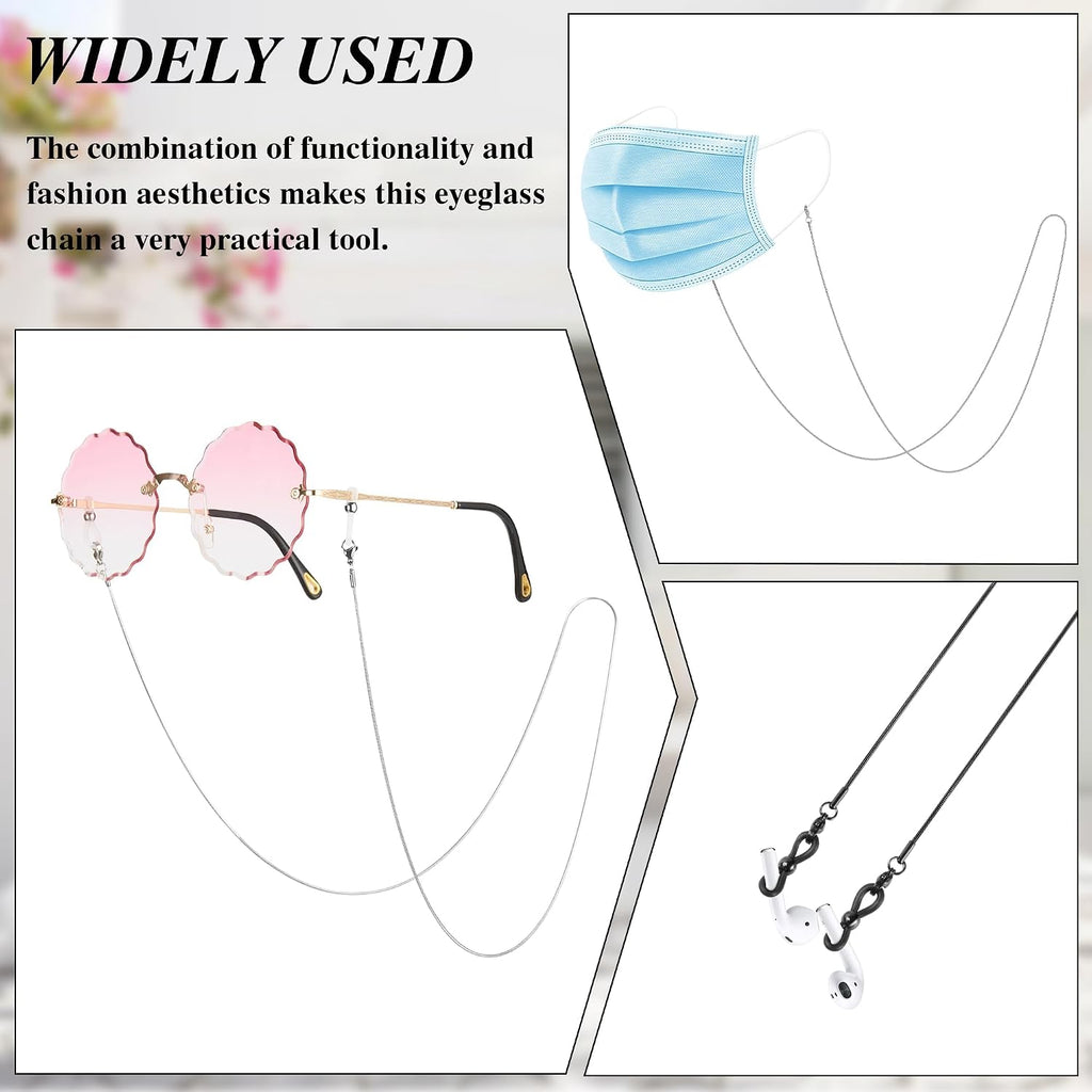 Glasses Chain for Women 75cm - Stainless Steel Eyeglass Holder with Anti-Slip Silicone Tips
