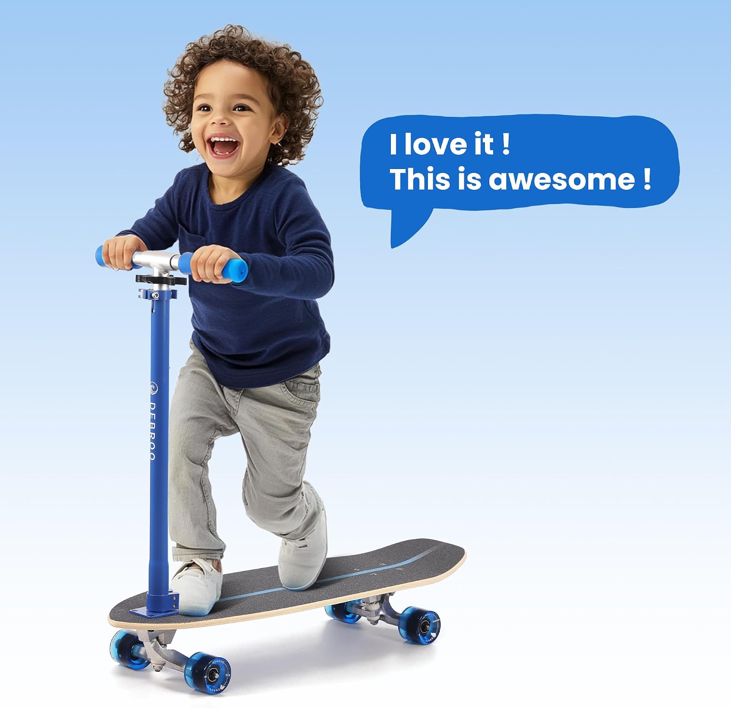 2-in-1 Kids Skateboard & Lean-to-Steer Scooter with Detachable Handlebar, LED Light-Up Wheels, Adjustable Height –