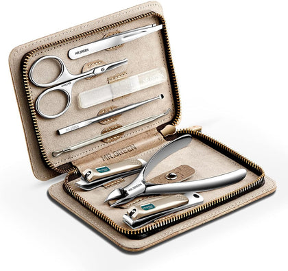 Manicure Sets Pedicure Kits Stainless Steel Nail Clipper Personal Care Tools with PU Leather Case (Gray)