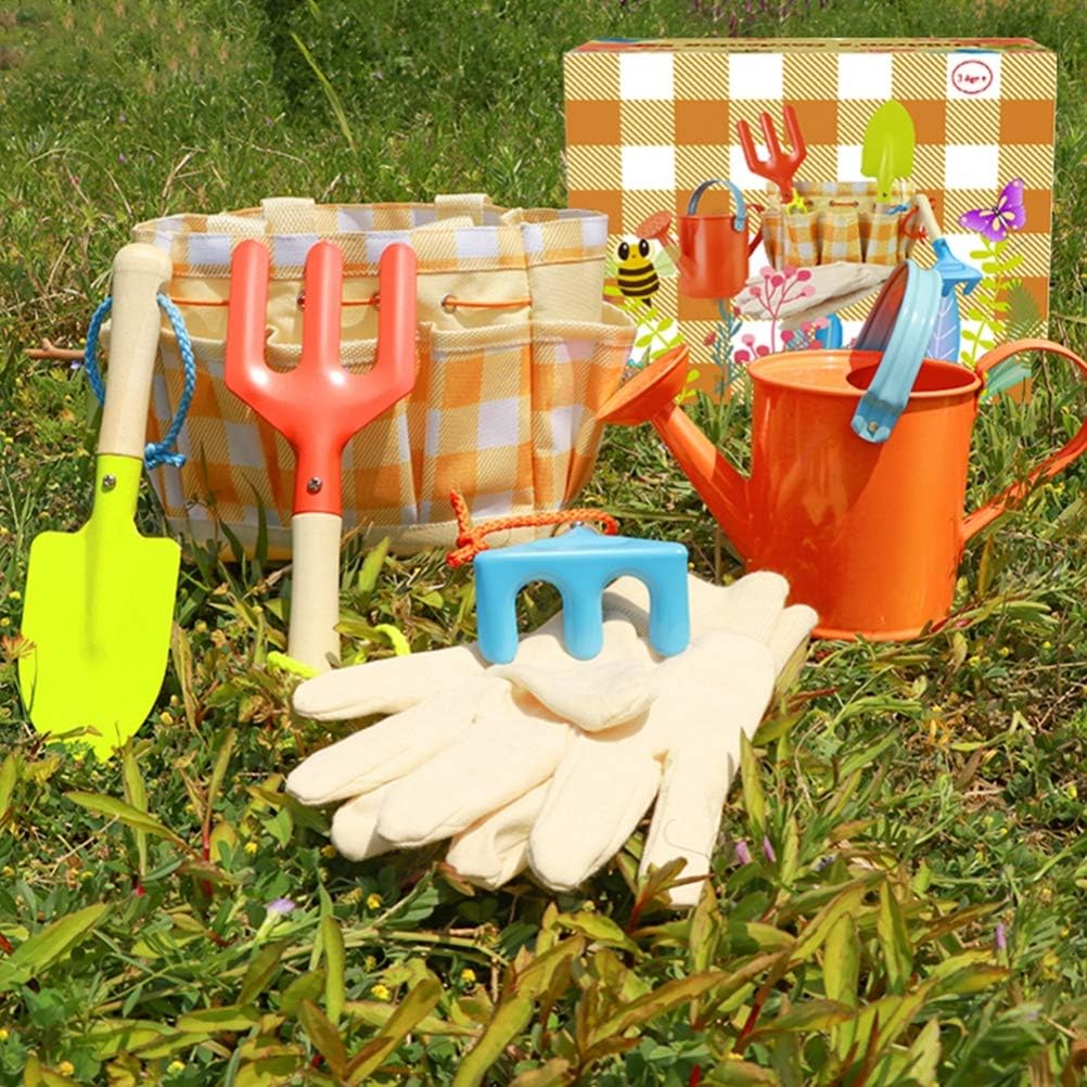 Children's Garden Play Tools Set Durable Beach Toy with Carrying Bag for Kids, Ideal Garden Tool Outdoor Play