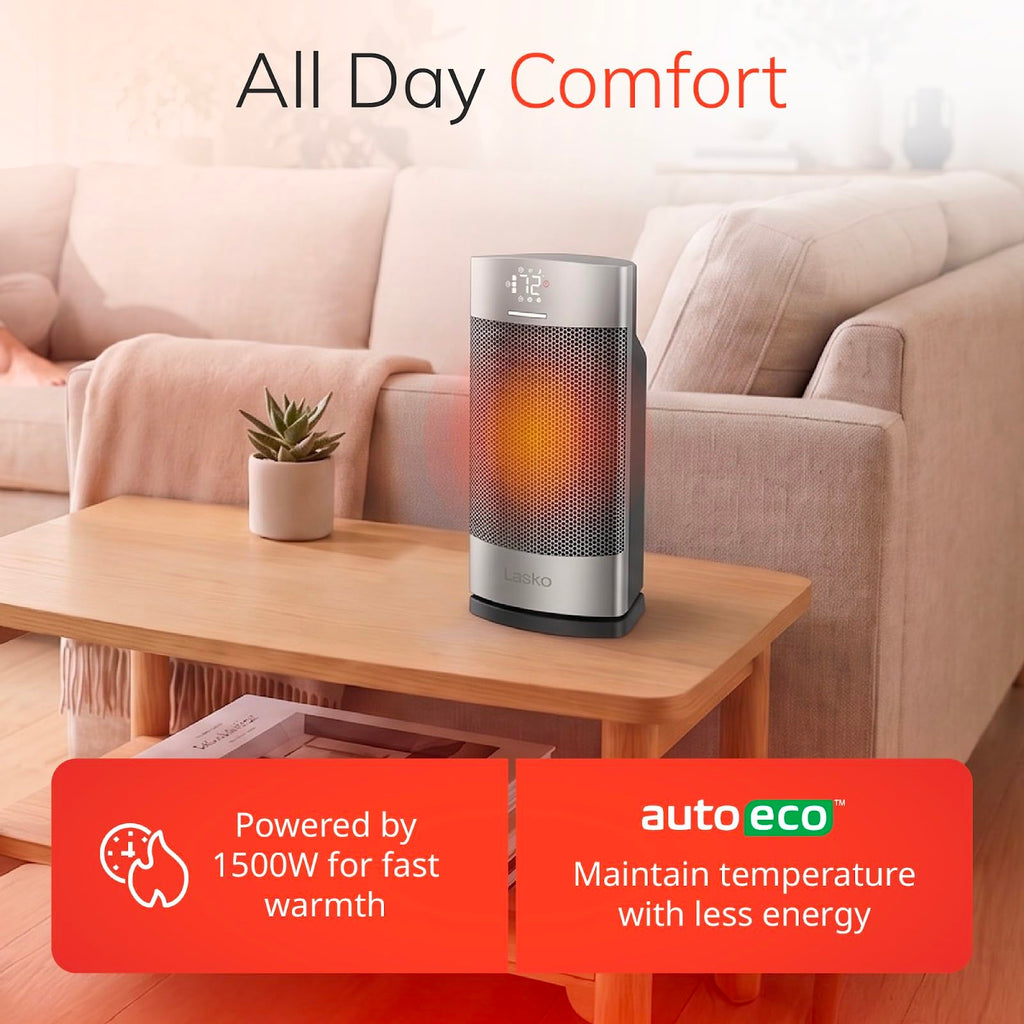 12" Ellipse Ceramic Tabletop Space Heater - Remote - Silver - CD12951