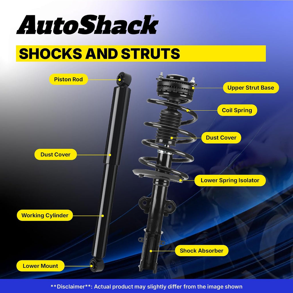 AutoShack Front and Rear Complete Strut Assembly with Coil Springs & Shocks
