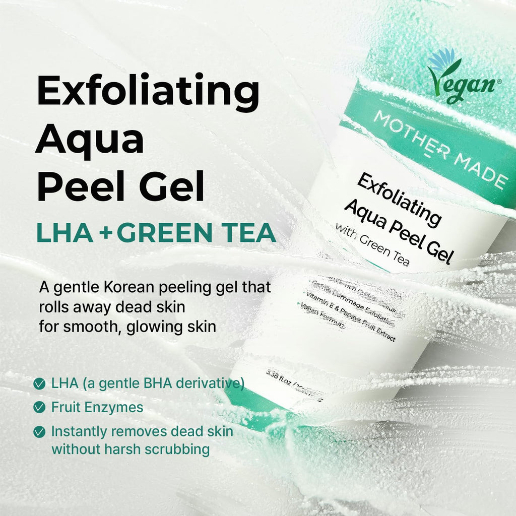 LHA Green Tea Exfoliating Aqua Peel Gel, Deep Pore Face Exfoliant, Gentle Facial Exfoliator, Dead Skin Remover