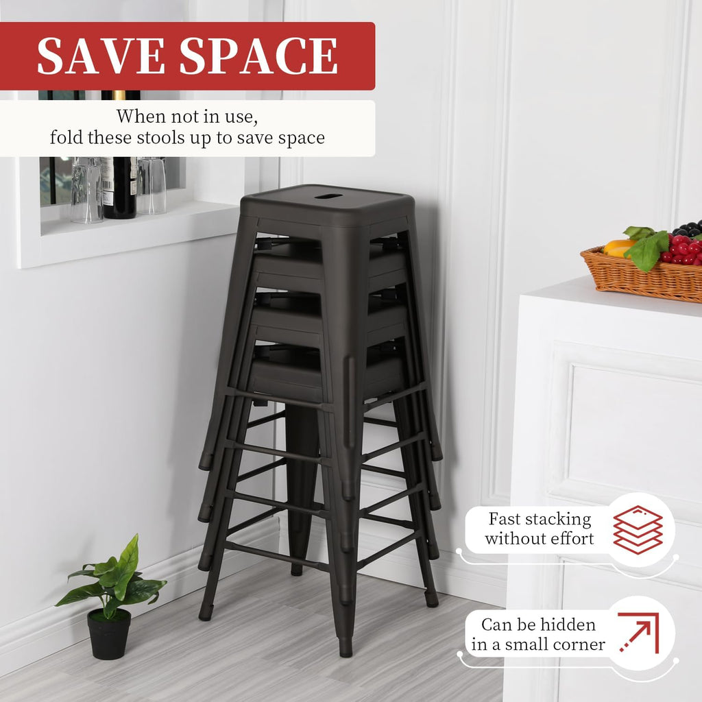 24" Metal Bar Stools | Bronze | Set of 4