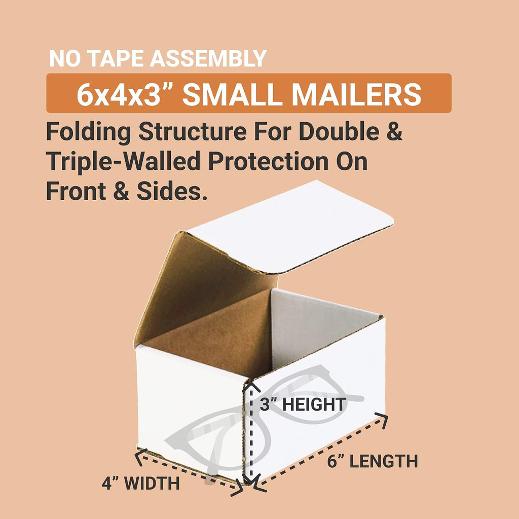 Shipping Boxes Small 6"L x 4"W x 3"H 50-Pack - Corrugated Cardboard Box for Moving, Mailing, Packing, Packaging and