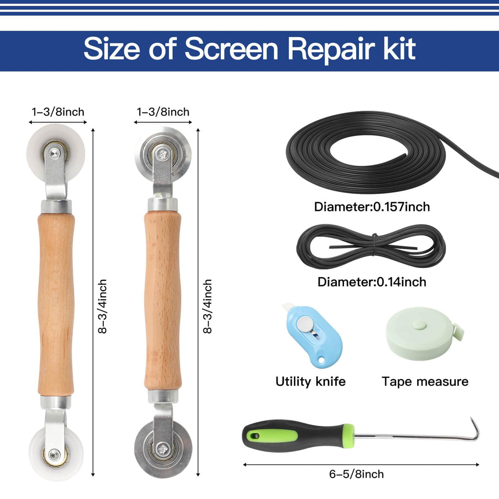 Window Screen Door Repair Kit Include Window Screens Mesh 48"x118" with All Tools in Window Screen Replacement(2pcs