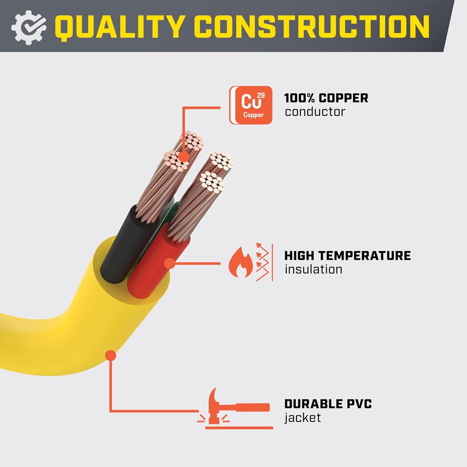 25-Foot 30-Amp 250-Volt Generator Power Cord for Manual Transfer Switch (L14-30P to L14-30R)